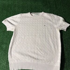 Tommy Hilfiger White Cable Knit Crewneck Sweater